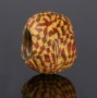 Ancient glass bead with checkerboard red & yellow mosaic canes